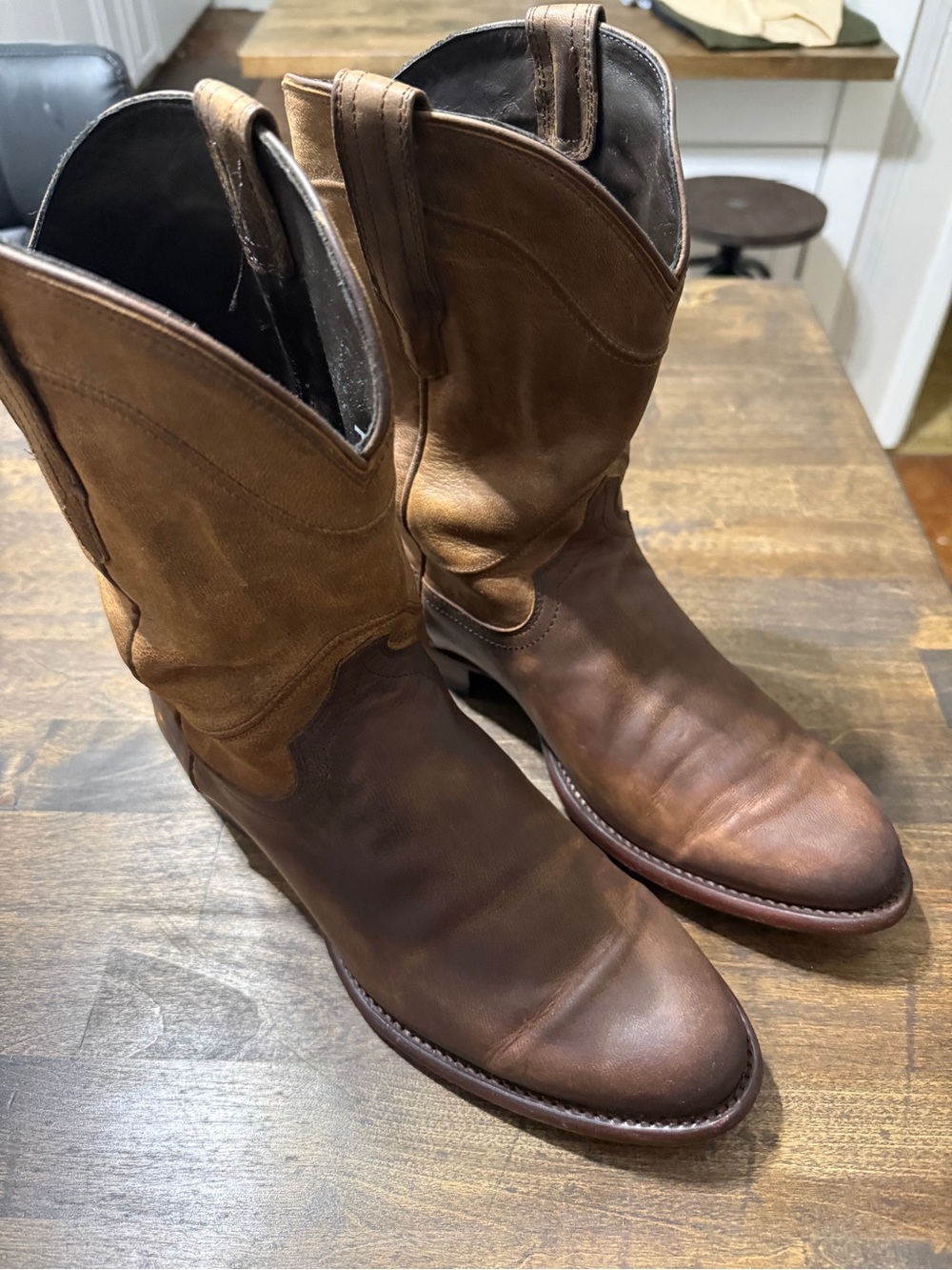 Tecovas The Earl Brown Leather Cowboy Boots with Tan Shaft